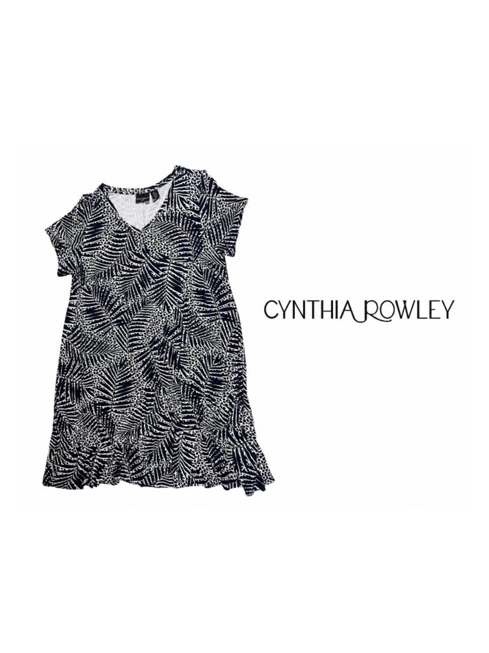 CYNTHIA ROWLEY Abstract Print Short Sleeve Swing Dress ~ 2XL